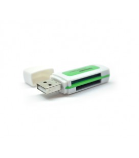 Кардридер универсальный 4в1 MERLION CRD-5GR TF/Micro SD, USB2.0, Green, OEM Q1500