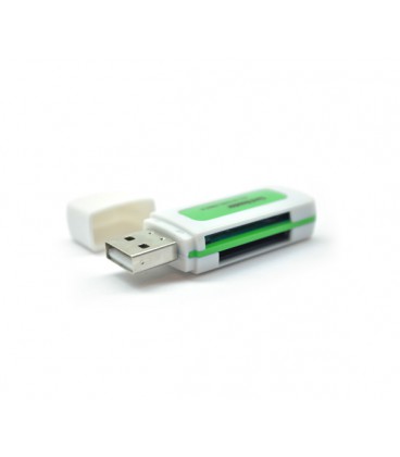 Кардридер универсальный 4в1 MERLION CRD-5GR TF/Micro SD, USB2.0, Green, OEM Q1500