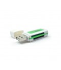 Кардридер универсальный 4в1 MERLION CRD-5GR TF/Micro SD, USB2.0, Green, OEM Q1500