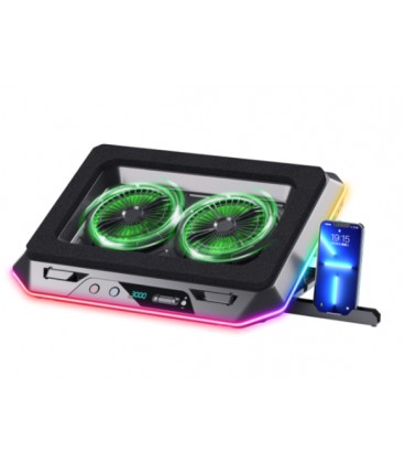 Подставка под ноутбук IceCoorel A5, до17', fan2-125*15 мм 2200±10% RPM, корпус пластик, 1-USB+1-TYPE C, 420x320x55mm, RGB-11режи