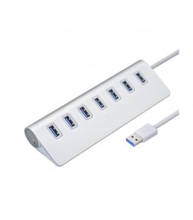 Хаб USB 3.0 алюминиевый, 7 портов, 20 см, поддержка до 2TB, Blister