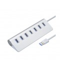 Хаб USB 3.0 алюминиевый, 7 портов, 20 см, поддержка до 2TB, Blister