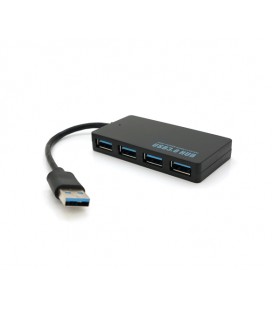 Хаб USB 3.0, 4 порта, плоский, черный, поддержка до 2TB, кабель 0,14м, Blister