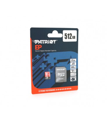 Карта памяти Patriot LX microSDHC Class 10UHS-I U3, V30 (R-100MB/s, W-80MB/s), 512GB