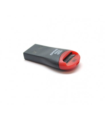 Кардридер внешний USB 2.0, формат MicroSD, пластик, Black/Red, (Техпакет)