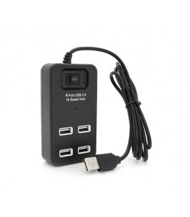 Хаб USB 2.0 4 порта, Black, 480Mbts питание от USB, с выключателем, Blister Q100