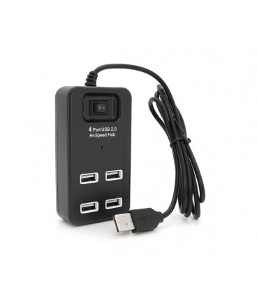 Хаб USB 2.0 4 порта, Black, 480Mbts питание от USB, с выключателем, Blister Q100