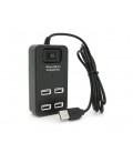 Хаб USB 2.0 4 порта, Black, 480Mbts питание от USB, с выключателем, Blister Q100