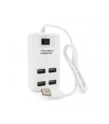 Хаб USB 2.0 4 порта, White, 480Mbts питание от USB, с выключателем, Blister Q100