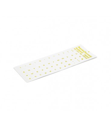 Наклейки на клавиатуру прозрачные с желтыми буквами Рус. Q100