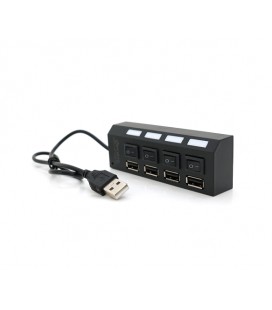 Хаб USB 2.0 4 порта с переключателями на каждый порт, Black, 480Mbts High Speed, поддержка до 0,5ТВ, питание от USB, Blister Q10