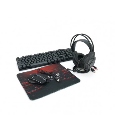 Набор 4 в 1 XSTRIKE XS-2030, Наушники+ клавиатура+ мышка+ коврик, Black, Box
