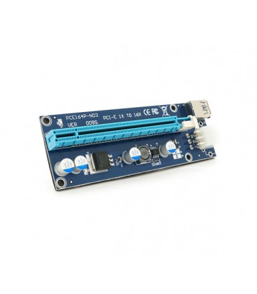 Плата PCE164P-N09 (V009S-Plus) Riser PCI-EX, x1&gt,x16, USB 3.0, DC12V(PCI-E/6pin), конденсаторы 270, VER009S,Пакет