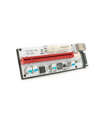 Плата PCE164P-N09 (V008S-Plus) Riser PCI-EX, x1&gt,x16, USB 3.0, DC12V(Molex&PCI-E/6pin), SATA/15pin, конденсаторы 270, VER008S,