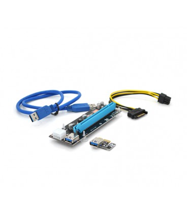 Riser PCI-EX, x1&gt,x16, 6-pin, SATA&gt,6Pin, USB 3.0 AM-AM 0,6 м (черный), конденсаторы CS 330 16V, Пакет