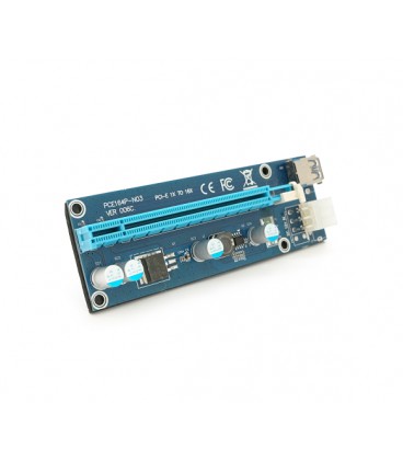 Плата PCE164P-N03 (VER006C) Riser PCI-EX, x1&gt,x16, USB 3.0, DC12V(PCI-E/6pin), конденсаторы 270, VER006C,Пакет