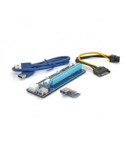 Riser PCI-EX, x1&gt,x16, 6-pin, SATA&gt,6Pin, USB 3.0 AM-AM 0,6 м (синий) , конденсаторы CS 220 16V, Пакет