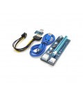 Riser PCI-EX, x1&gt,x16, 6-pin, SATA&gt,6Pin, USB 3.0 AM-AM 0,6 м (синий) , конденсаторы FP5K, Пакет