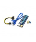 Riser PCI-EX, x1&gt,x16, 6-pin, SATA&gt,6Pin, USB 3.0 AM-AM 0,6 м (синий), конденсаторы 270, Пакет