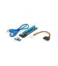 Riser PCI-EX, x1&gt,x16, 4-pin MOLEX, SATA&gt,4Pin, USB 3.0 AM-AM 0,6 м (синий), конденсаторы PS 100 16V, Пакет