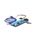 Riser PCI-EX, x1&gt,x16, 4-pin MOLEX, SATA&gt,4Pin, USB 3.0 AM-AM 0,6 м (синий), конденсаторы F270, Пакет