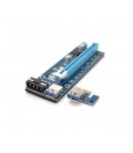 Riser PCI-EX, x1&gt,x16, 4-pin MOLEX, SATA&gt,4Pin, USB 3.0 AM-AM 0,6 м (синий), конденсаторы F270, Пакет
