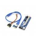 Riser PCI-EX, x1&gt,x16, 4-pin MOLEX, SATA&gt,4Pin, USB 3.0 AM-AM 0,6 м (синий), конденсаторы CS 220 16V, Пакет