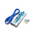 Riser PCI-EX, x1&gt,x16, 4-pin/6-pin/Sata, USB 3.0 AM-AM 0,6 м (синий), конденсаторы 270, White, Пакет