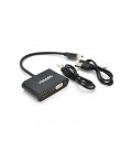 Конвертер VEGGIEG H-V500 HDMI (папа) на VGA(мама) + HDMI (мама), 25cm, Black, Пакет