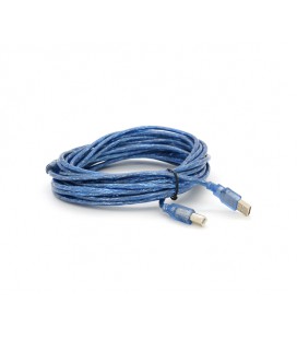 Кабель USB 2.0 RITAR AM/BM, 10m, 1 феррит, прозрачный синий