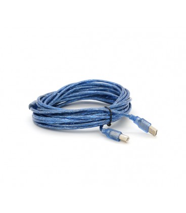 Кабель USB 2.0 RITAR AM/BM, 10m, 1 феррит, прозрачный синий