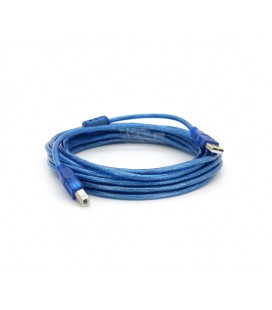 Кабель USB 2.0 RITAR AM/BM, 5.0m, 1 феррит, прозрачный синий