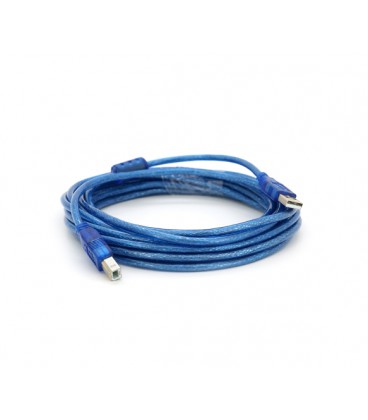 Кабель USB 2.0 RITAR AM/BM, 5.0m, 1 феррит, прозрачный синий