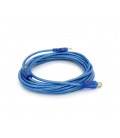 Кабель USB 2.0 RITAR AM/BM, 5.0m, 1 феррит, прозрачный синий