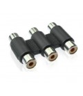 Сплиттер 3хRCA (мама)/3хRCA (мама), Black, пластик,Q100