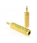 Переходник Jack 3.5 (папа)/Jack 6.3 (мама) Stereo, Gold, металл,Q100