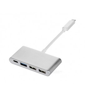 Хаб Type-C алюминиевый, 2xUSB 2.0 + 1xUSB 3.0 + Type-C, White, Blister