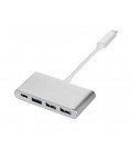 Хаб Type-C алюминиевый, 2xUSB 2.0 + 1xUSB 3.0 + Type-C, White, Blister