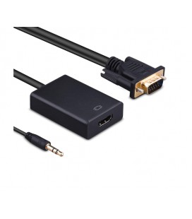 Конвертер VGA to HDTV Adapter + Audio, Black, Full HD 1080P, Blister