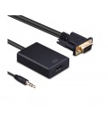 Конвертер VGA to HDTV Adapter + Audio, Black, Full HD 1080P, Blister