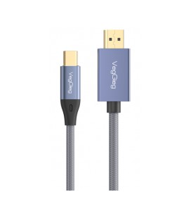 Кабель VEGGIEG V-Z637 Type-C (папа)/Display Port(папа), 8K, 2м, Black-gray