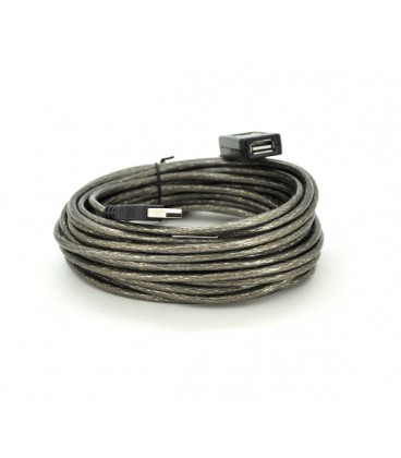 Активный удлинитель USB 2.0 AM/AF, 10m, прозрачный с чипом Q50