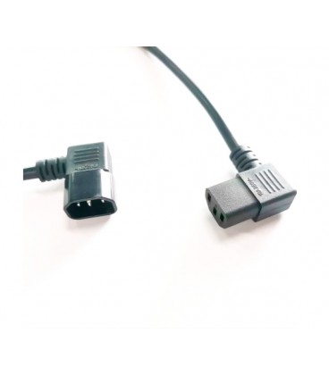 Кабель питания вторичный PC-monitor 2m, 3x1,5 мм², 3pin, IEC C13-C14, 90°, Black, МЕДЬ!!!!!