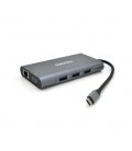 Хаб-конвертор VEGGIEG TC10-U Type-C (папа) на Type-C(мама) + USB3.0*3(мама) + HDMI(мама) + VGA(мама) + SD/TF + RJ45, 10 см, Silv