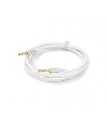 Кабель VEGGIEG AUW-1 AUX Audio DC3.5 папа-папа 1.0м, GOLD Stereo Jack, оплетка, (круглый) White cable, Пакет