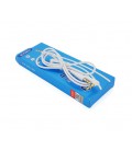 Кабель iKAKU KSC-521 MEILE AUX Audio DC3.5 папа-папа 1.0м, GOLD Stereo Jack, (круглый) White cable, Box