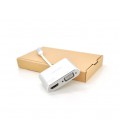 Хаб-конвертор VEGGIEG Type-C (папа) на VGA(мама) + HDMI(мама), 10 см, Silver, Box