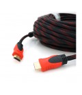 Кабель Merlion HDMI-HDMI 30m, v1.4, OD-7.4mm, 2 фильтра, оплетка, круглый Black/RED, коннектор RED/Black, (Пакет) Q20