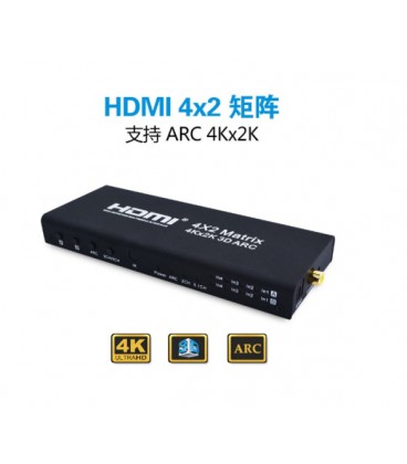 HDMI сплиттер Matrix 4X2, 4K 2K 3D (220*168*53) 0.6 кг