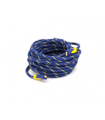 Кабель HDMI-HDMI 10m, v1.4, OD-8.0mm, 2 фильтра, оплетка, круглый Blue/Gold, коннектор Blue-yellow, (Пакет) Q40